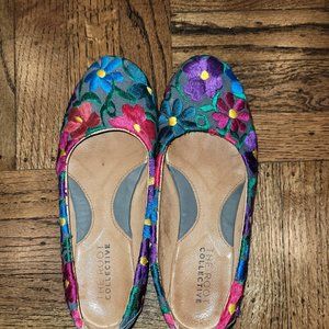 The Root Collective Embroidered Floral Gaby Flats